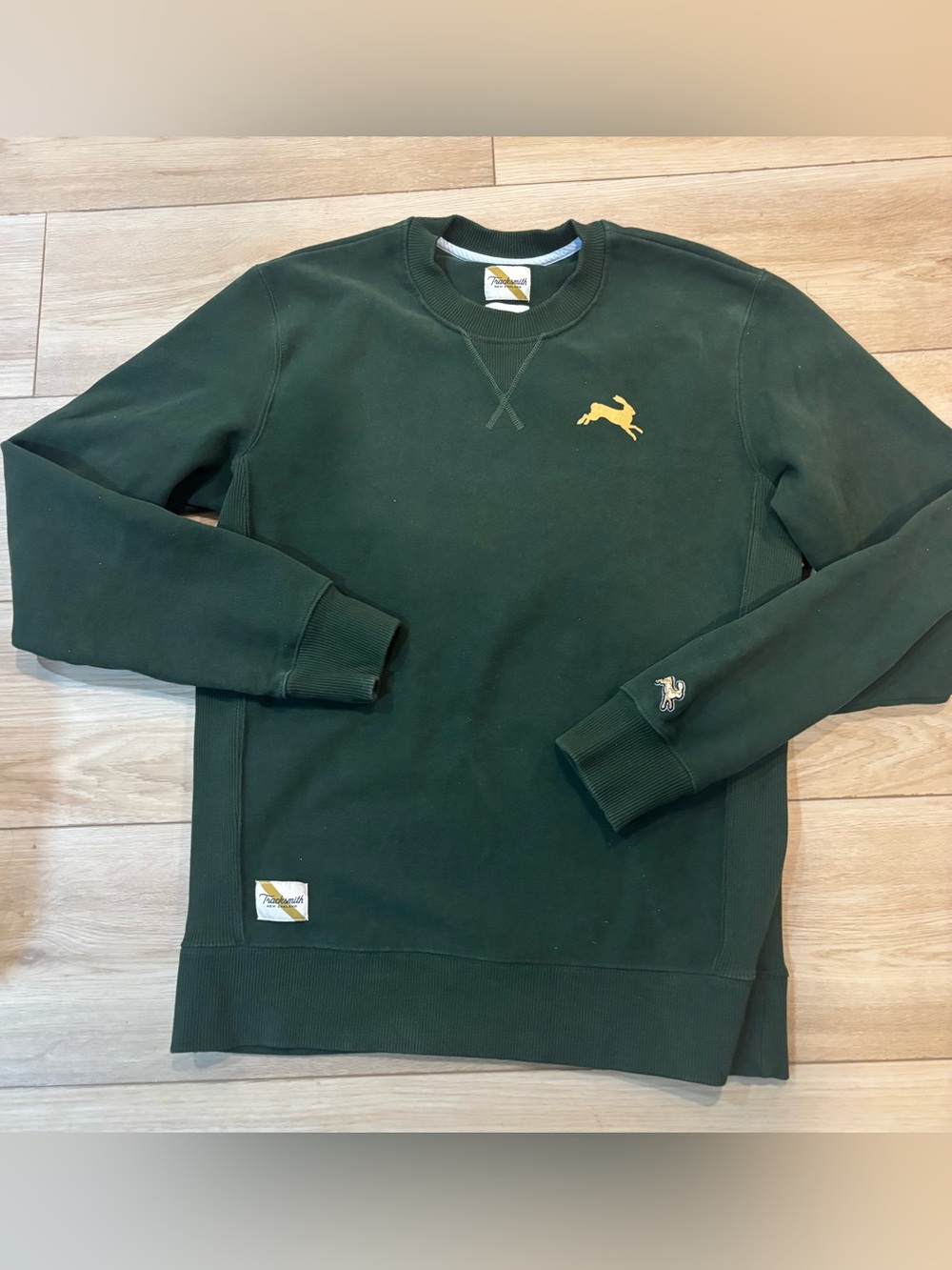 Tracksmith Crewneck Sweatshirt green track house small s cotton poly blend